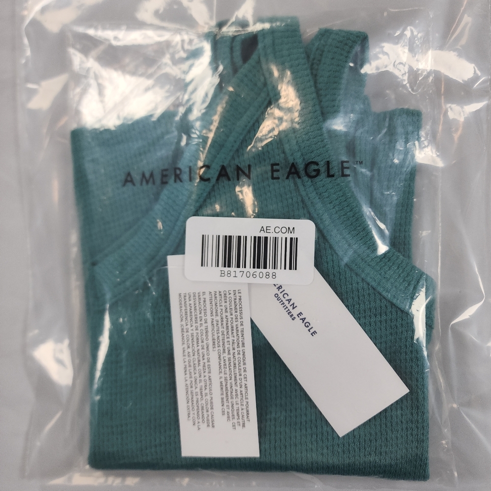 American Eagle Outfitters Textured Knit Cami Tank Teal Green Size XXS - Picture 6 of 9